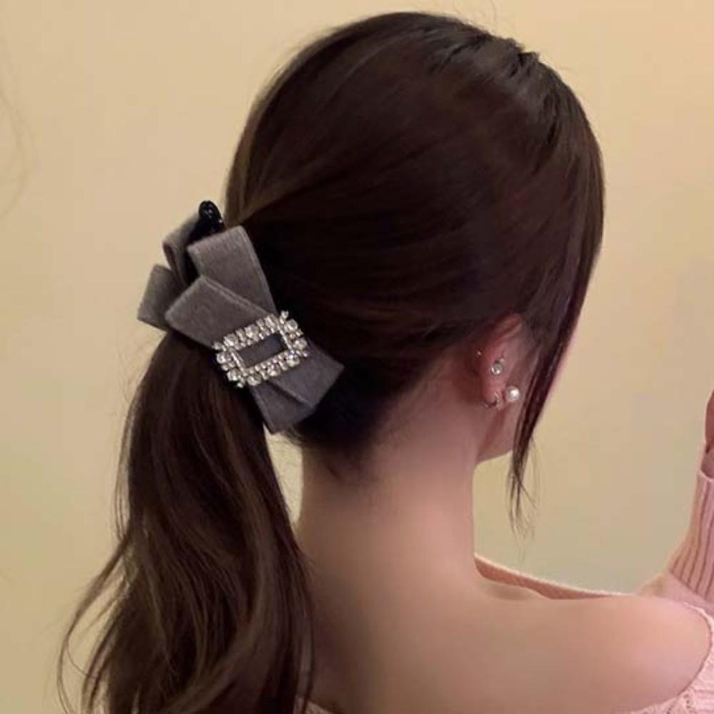 Plastic Women Vertical Clip Korean Style Ponytail Holder Fashion Bow Banana Clip  Daily