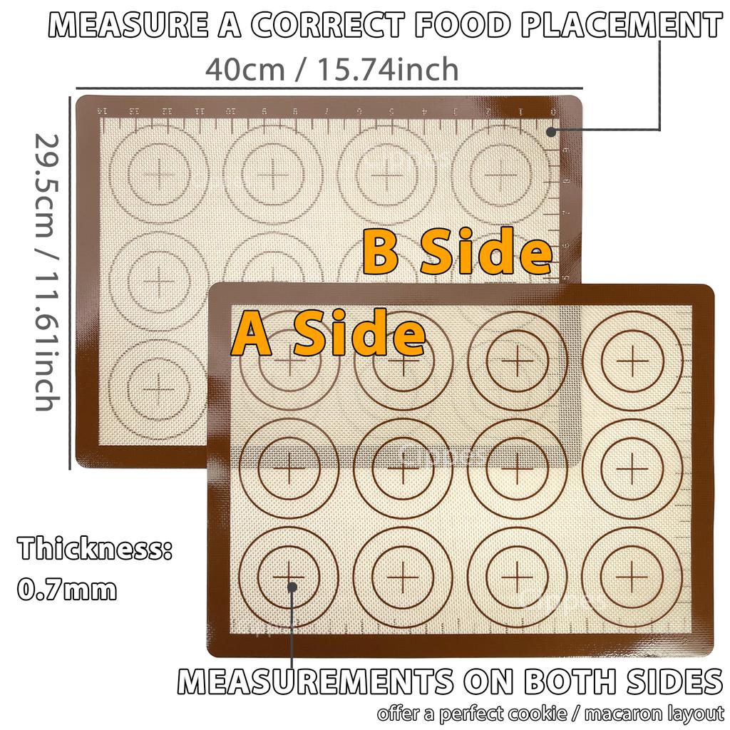 1PC Silicone Baking Mat for Oven, Reusable Non-Stick Heat Resistant Bakeware Sheets with Measurements, for Cookie Pastry