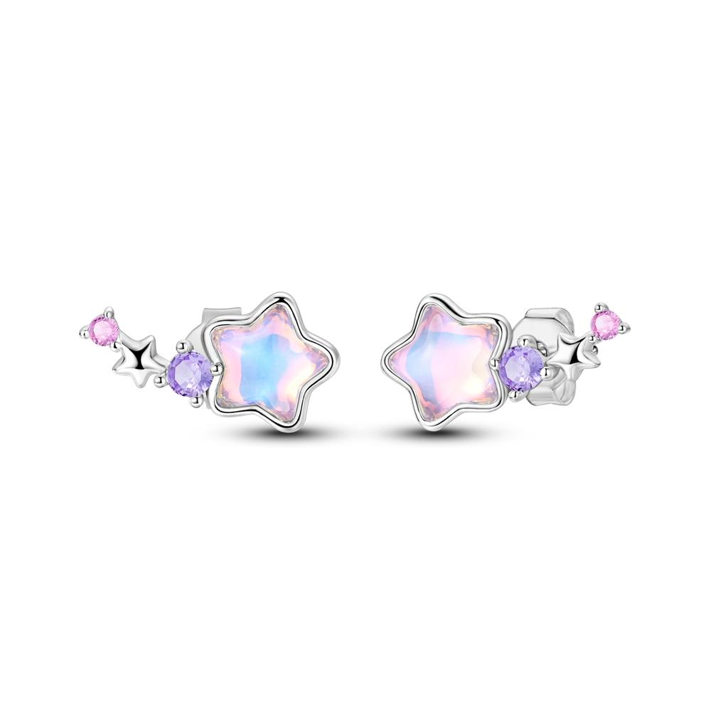 925 Silver Earring Stud For Women Moon Star Cat Design Wedding Party Jewelry Gift Handmade