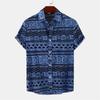 Summer Vintage Geometric Texture 3d Print Hawaiian Shirt Men Short Sleeves Tops Beach Harajuku Street Lapel Blouse Male Clothes