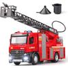1/24 Scale Toy Fire Truck with Metal Cab with Siren Light and Sound,Working Water Pump and Retractable Rotating Rescue Staircase,Friction Driven Toy