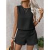 Ladies Solid Colour Sleeveless Vest Shorts Casual Fashion Two Piece Set