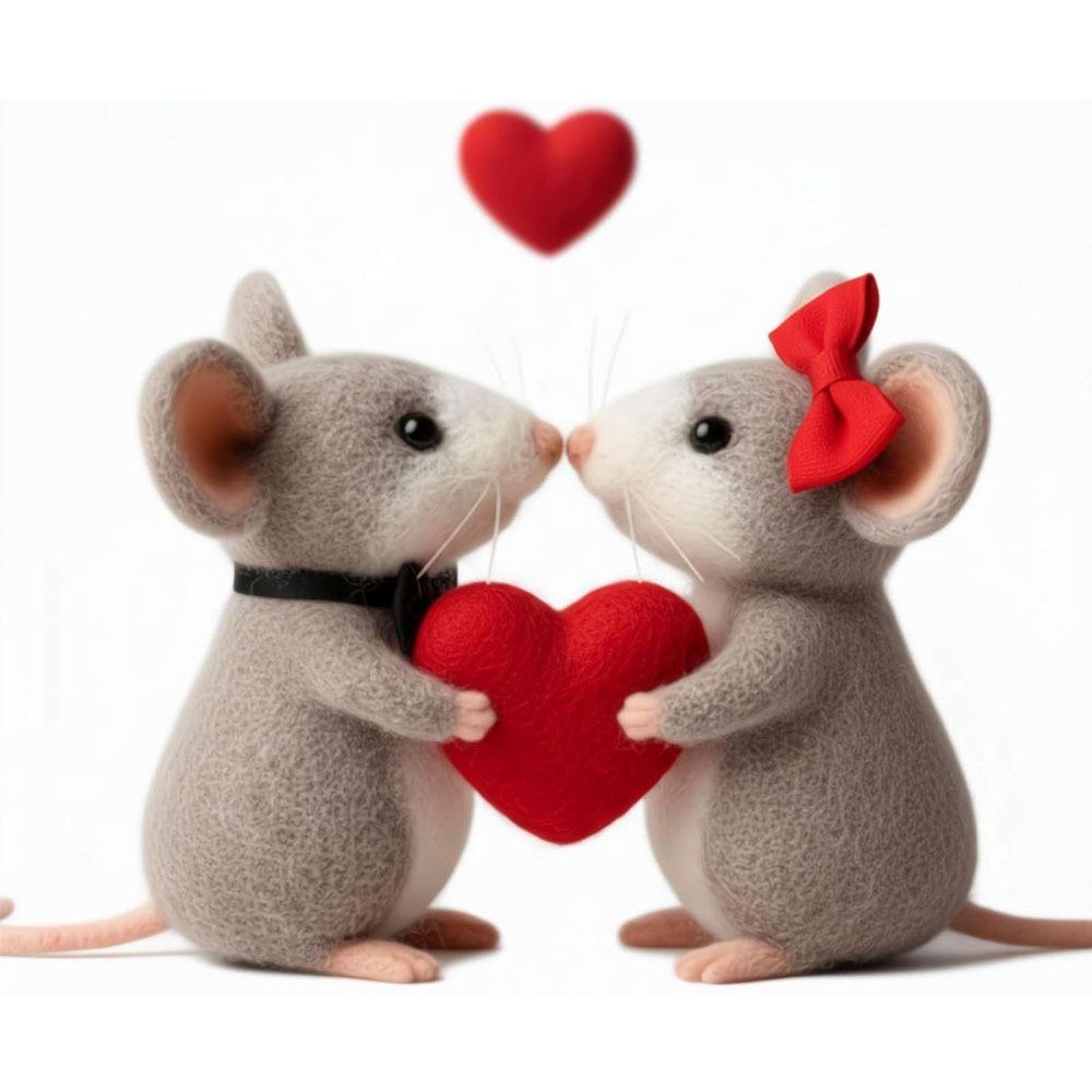 Рукоделие Валяние из шерсти Игла для валяния Мышь из войлока Ручная работа Фигурка Подарки Коллекционная мышь Милая мышь Животное-мышь Фигурка
