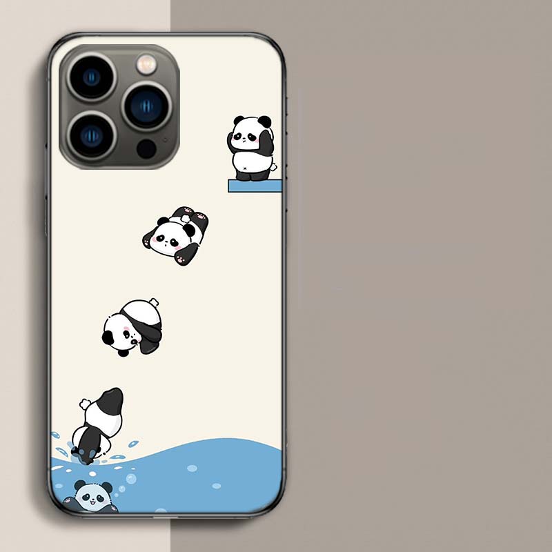 Очень милый чехол для телефона с маленькой пандой для Iphone 17 Air 15 Pro 14 Plus 16 Pro Max 17E 16E 12 13 Mini 11 Чехол Милые Fundas
