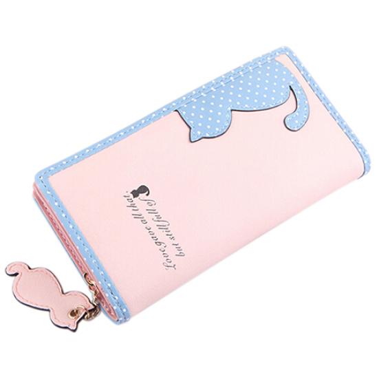 Леди милый картонный кот Pandent короткий длинный кошелек держатель для карт на молнии сумка для монет кошелек