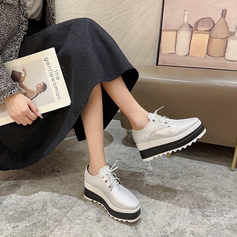 2024 Весна Женская обувь Плоские платформы Серпантин Шнуровка Танкетка Кроссовки Женские Оксфорды Женские балетки Повседневные балетки
