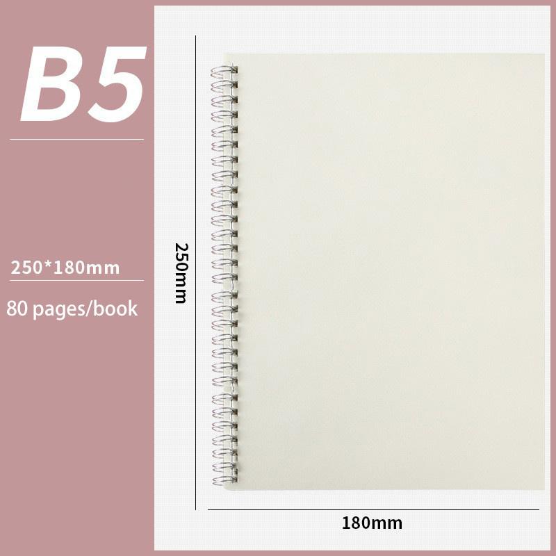 A5/B5/A4 Spiral Coil Notebook Horizontal Grid Blank Notepad Frosted Student Diary Sketchbook School Supplies Stationery