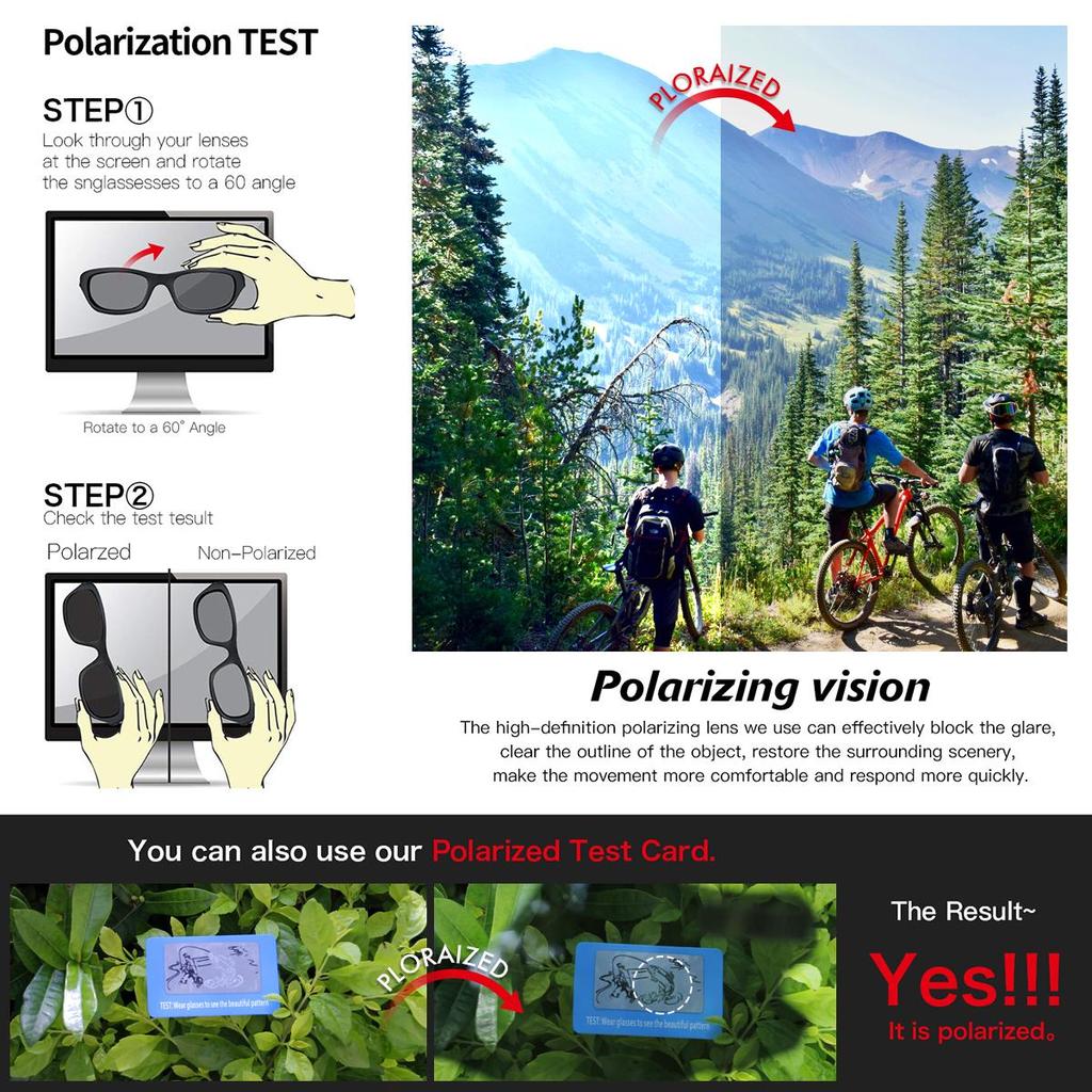 Queshark Cycling Glasses Polarized Sports Sunglasses Men Women with 3 Interchangeable Lens Anti-UV400 Bike Eyewear