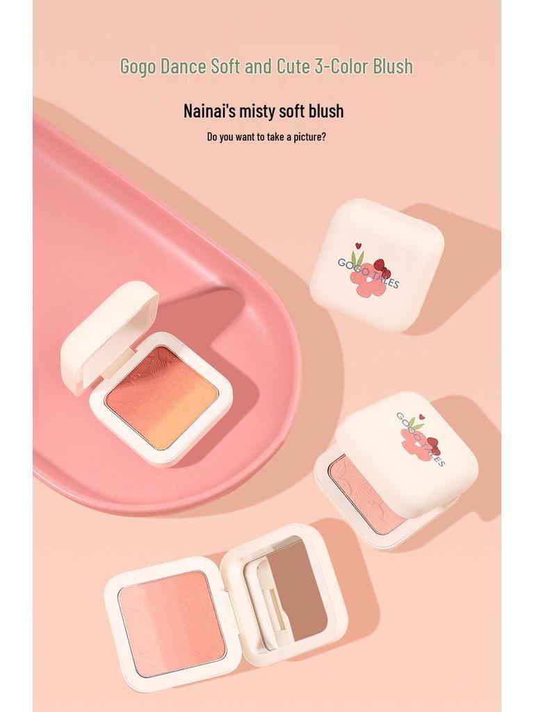 GoGotales Мягкие и милые трехцветные румяна-градиент – Натуральный контур и бронзер для естественного нюдового макияжа.