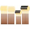 16/24/30Pcs Gold Imitation Wooden Handle Dinnerware Cutlery Set Stainless Steel Tableware Knife Fork Spoons Silverware Western Flatware