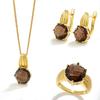 Ювелирный комплект из стерлингового серебра 925 пробы, натуральный дымчатый кварц, серьги с драгоценными камнями 16 карат, кольцо, кулон, ожерелье для женщин, мамы, жены, хороший подарок на день рождения