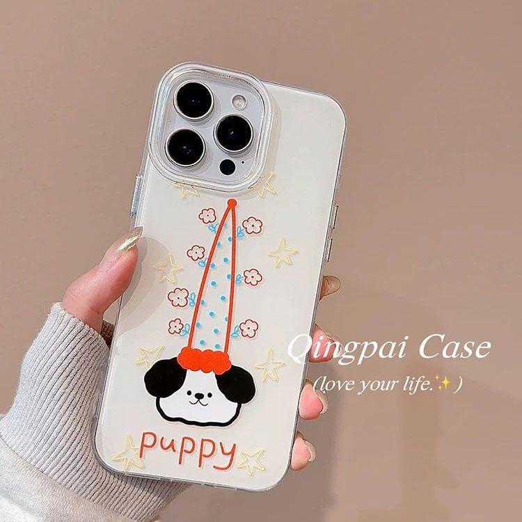 Чехол для телефона Graffiti Puppy Hat для Apple 15/17PROMAX и 13Pro, 11 Милый, 16 Двухслойный, 17