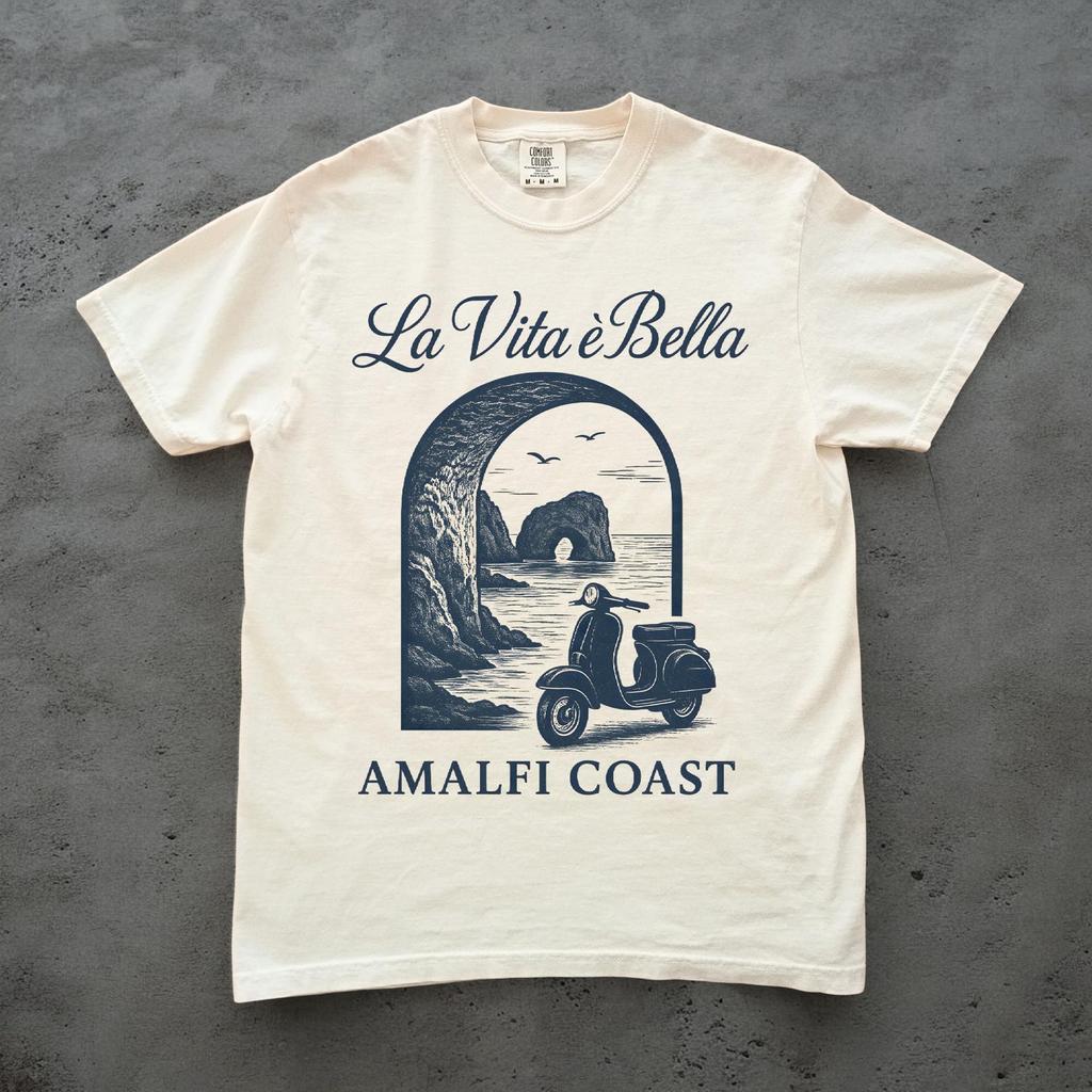 La Vita è Bella Shirt, Amalfi Coast Tee, Unisex Comfort Colors Tee, Italian Quote Shirt, Italy Lover Gift, La Dolce Vita Tee, Gift for Her