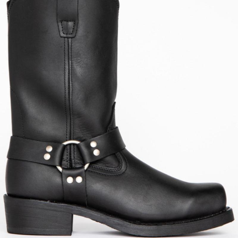 Men's Retro Cowboy Faux Leather Boots British Style Buckle Mid Calf Boots Square Toe Knight Boots Mid Heels Ankle Boots Outdoor Riding Boots