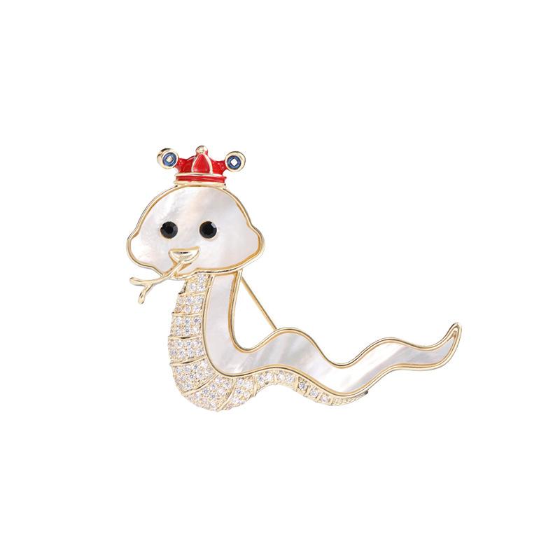 Милая шапка Бога богатства, брошь-змея, женская, из натурального перламутра, для куртки, креативные изысканные аксессуары, булавка для свитера, аксессуары для пальто