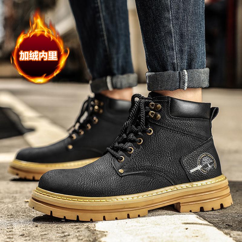 2024 New Men's Boots High Top Motorcycle Boots Fashion Leather Shoes Casual Outdoor Ankle Boots Male Sneakers Bota Masculina