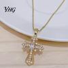 Durable Metal Base Necklace Catholic Christian Necklace, Retro Religious Pendant Colorful Rhinestone Daily Wear Statement for Women Wear, Jewelry Gift