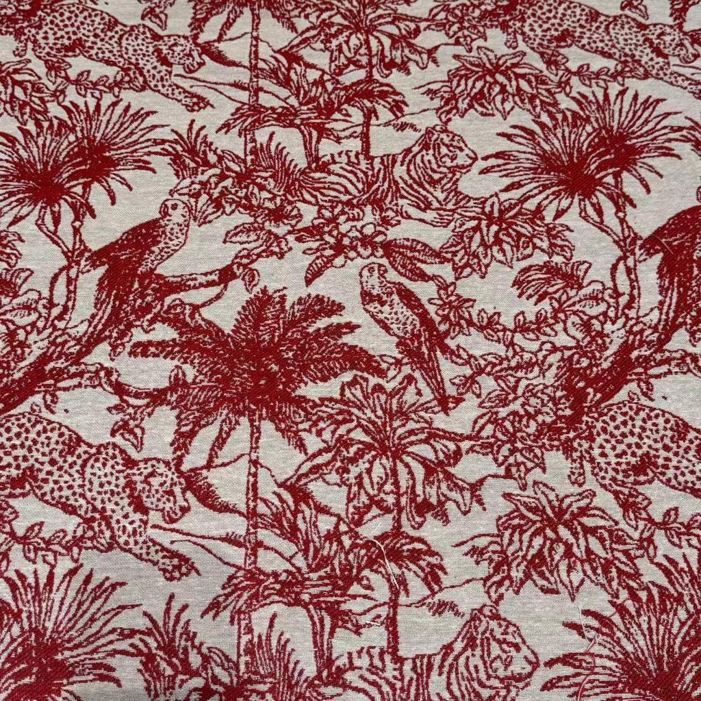 Винтажная черно-белая жаккардовая ткань из полиэстера и хлопка с принтом джунглей для дивана, подушки, одежды или обуви