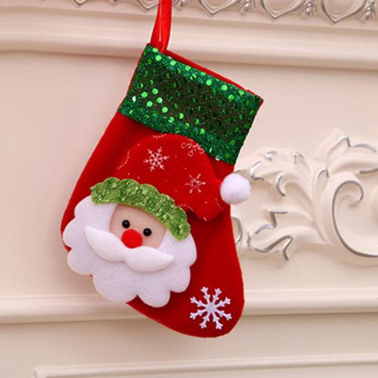 Mini Christmas Stockings 6 Inch Small Christmas Stockings with Glitter Sequin Cuff 3D Snowman Bear Santa Claus Reindeer Hanging Socks