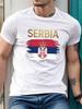 Serbia Flag Cyrillic Script Coat of Arms Serbian Heritage TShirt 100 Cotton ONeck Short Sleeve Summer Casual Unisexs Tshirt
