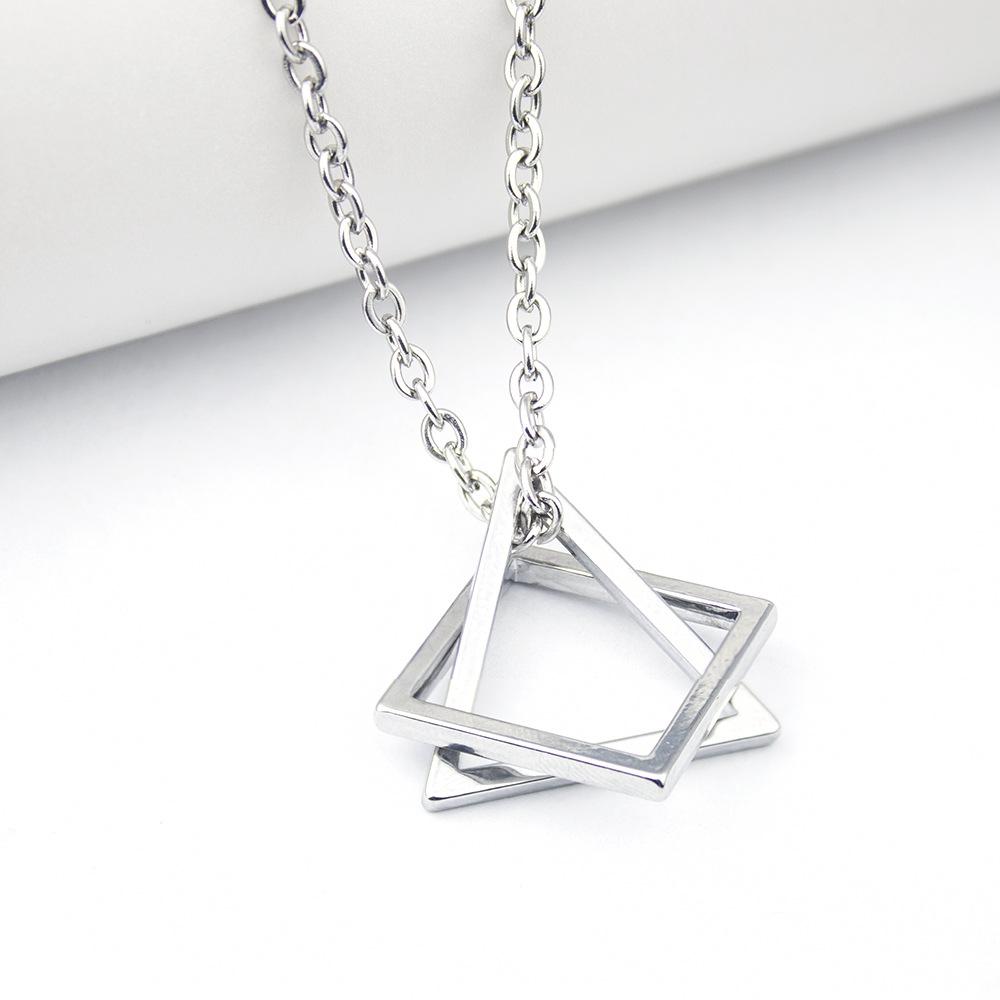 Hip Hop Black Silver Alloy Triangle Fashion 1Pc Men Women Modern Geometric Stacking Square Pendant Necklace Couple Necklace Unisex  Jewelry Accessory