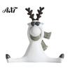 Whimsical Animal Figurines Nordic Minimalist Resin Reindeer Figurine with Knitted Scarf, Cute Healing Deer Statue, Matte White Desktop Decorative