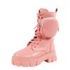Fashion Stylish Platform Boots With Small Pocket Women Lace Up Round Head Boots For Autumn