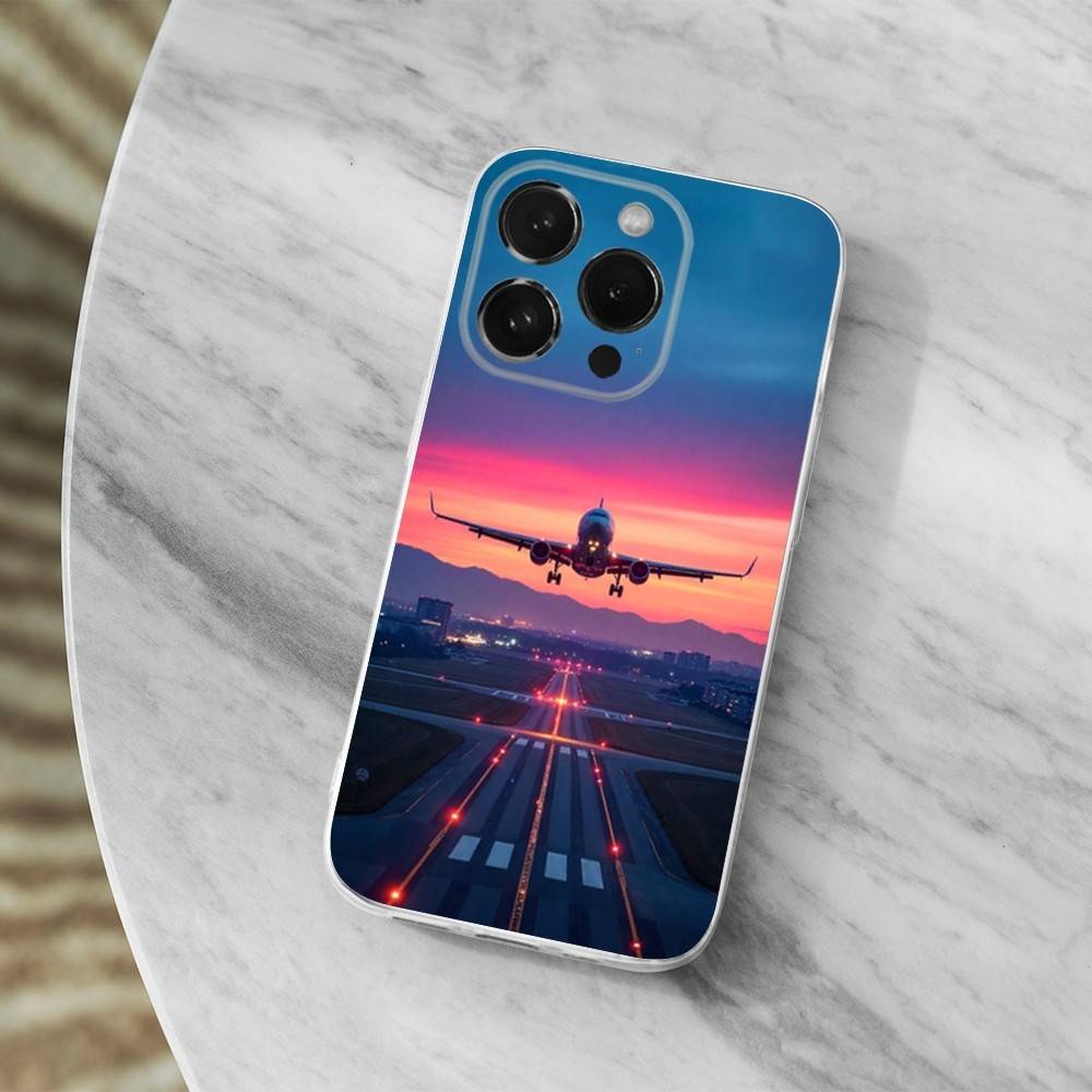 Авиация Арт Самолет Чехол Для iPhone 17,11,12,13,16,14,15,Pro,Max,Plus,X,XS,XR,SE,Mini Прозрачный Мягкий Силикон