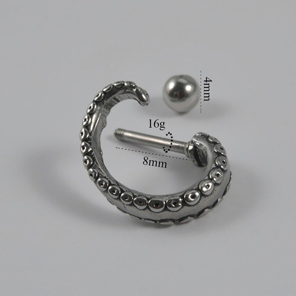 1 шт. кольцо для губ с кальмаром, перфорированные серьги из нержавеющей стали, серьги с трагедией и хрящом для ушей для женщин и мужчин YSL