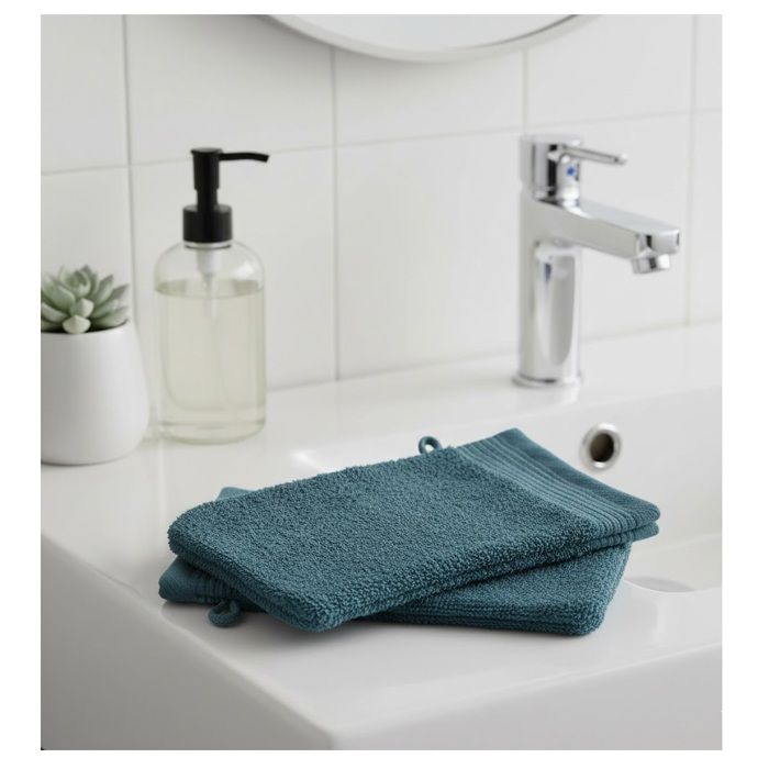 Lot de 2 gants de toilette 15 x 21 cm Lilas bleu pétrole