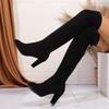 Autumn Winter Plus Size Women's Long Sock Boots Comfortable Warm Round Headed High-heeled Over Knee Boots Shoes 35-43