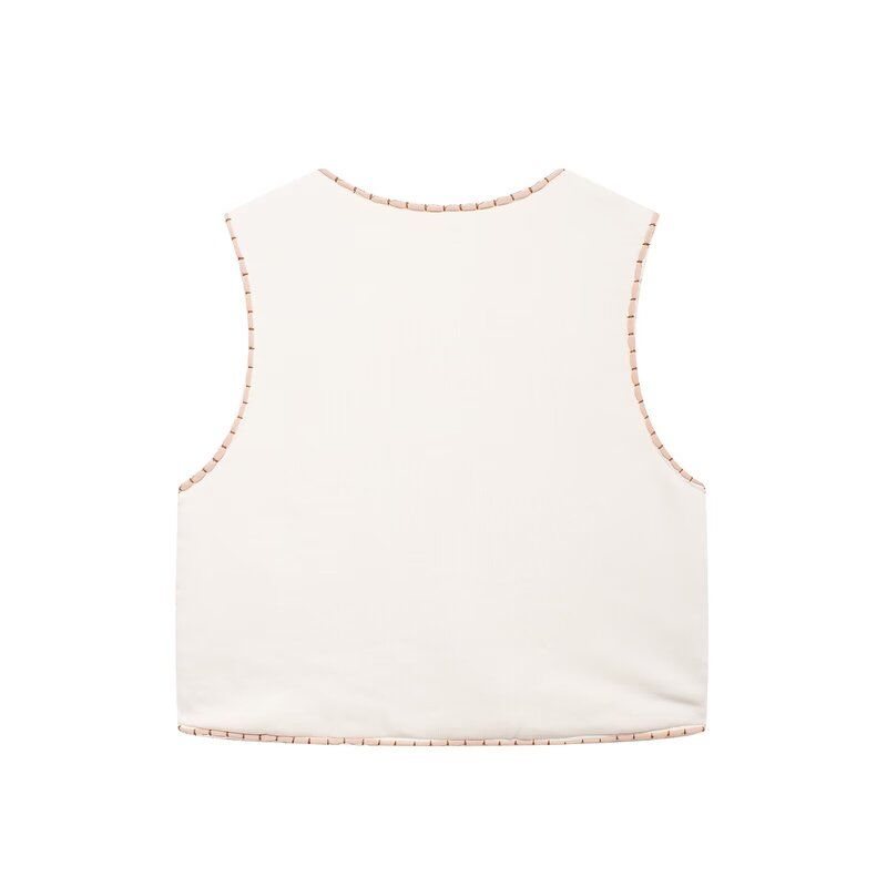 Fashion Style 2024 Autumn New Arrival Women's Stylish Easiest for Match Mirror Surface Result Decorative Embroider Vest 3798803