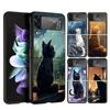 Аниме Кот Дождь Животное Чехол для Телефона Для Samsung Galaxy Z Flip 7 6 5 4 3 5G Flip7 Flip6 Flip5 Flip4 Flip3 Черный Fundas Чехол G