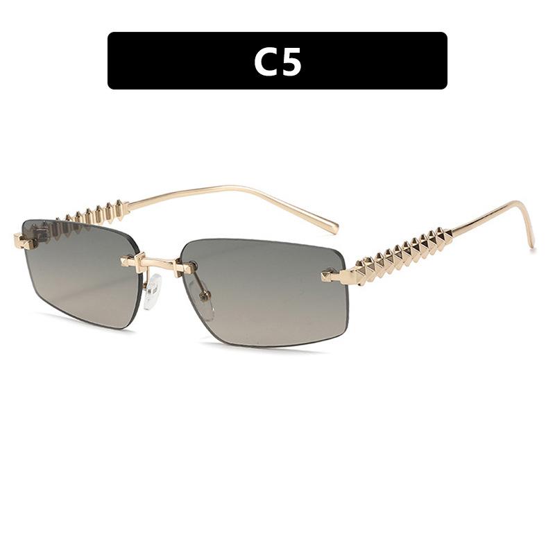 Threaded square sunglasses, new metal trendy sunglasses, street photography, European and American fashion sunglasses, anti-sun shading