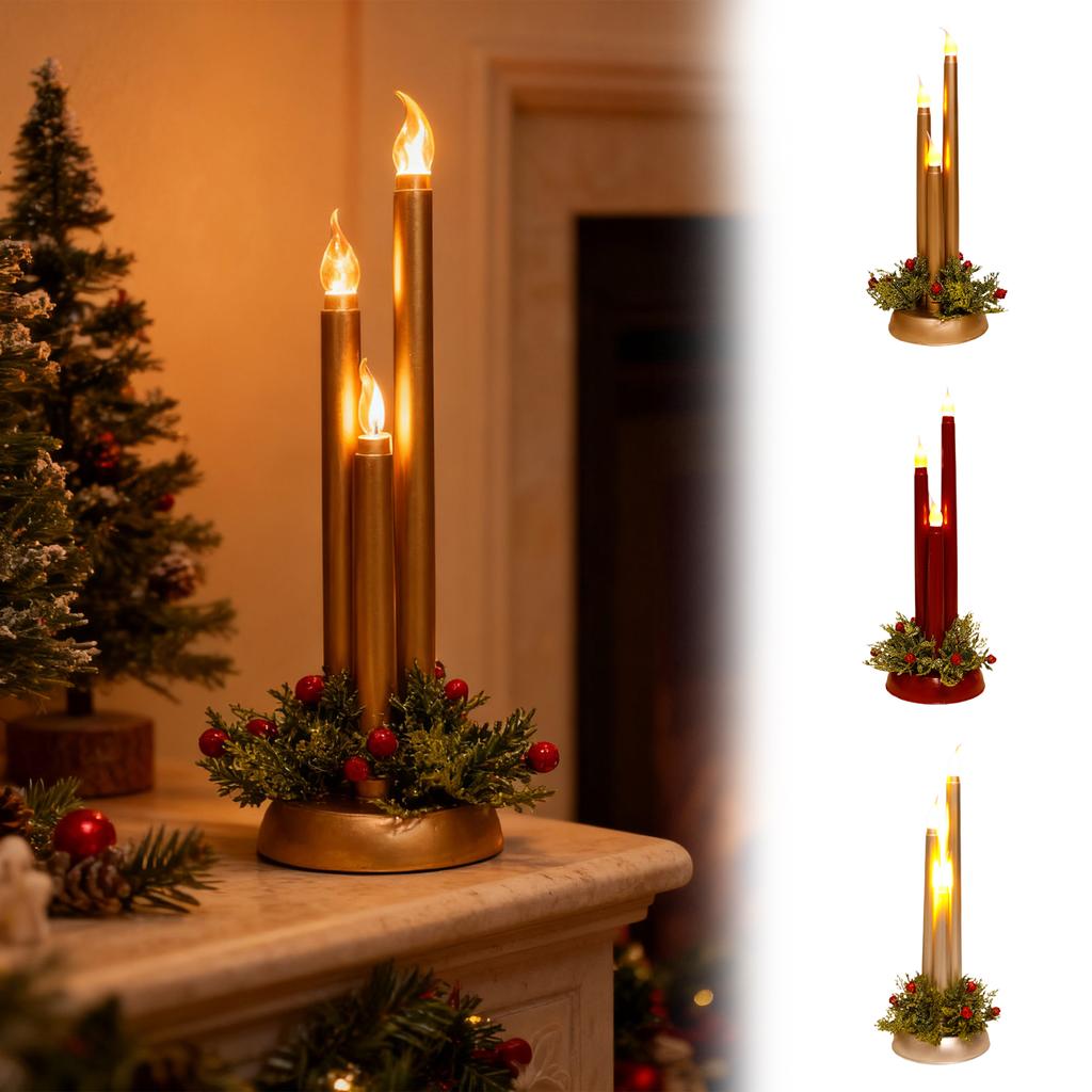 Christmas LED Flameless Candles, Flameless Tapered Short Candles For Christmas Centerpieces