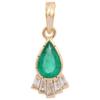 18K Solid Yellow Gold Emerald Pendant - White Sapphire and Emerald Pendant