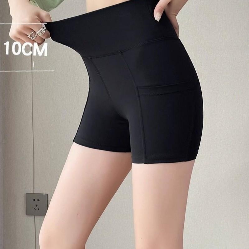 Women's High Waisted Slimming Yoga Shorts Built-in Pockets Tight Fitting Bottom Safety Pants Shark Pants Sports Fitness Shorts With Pocket