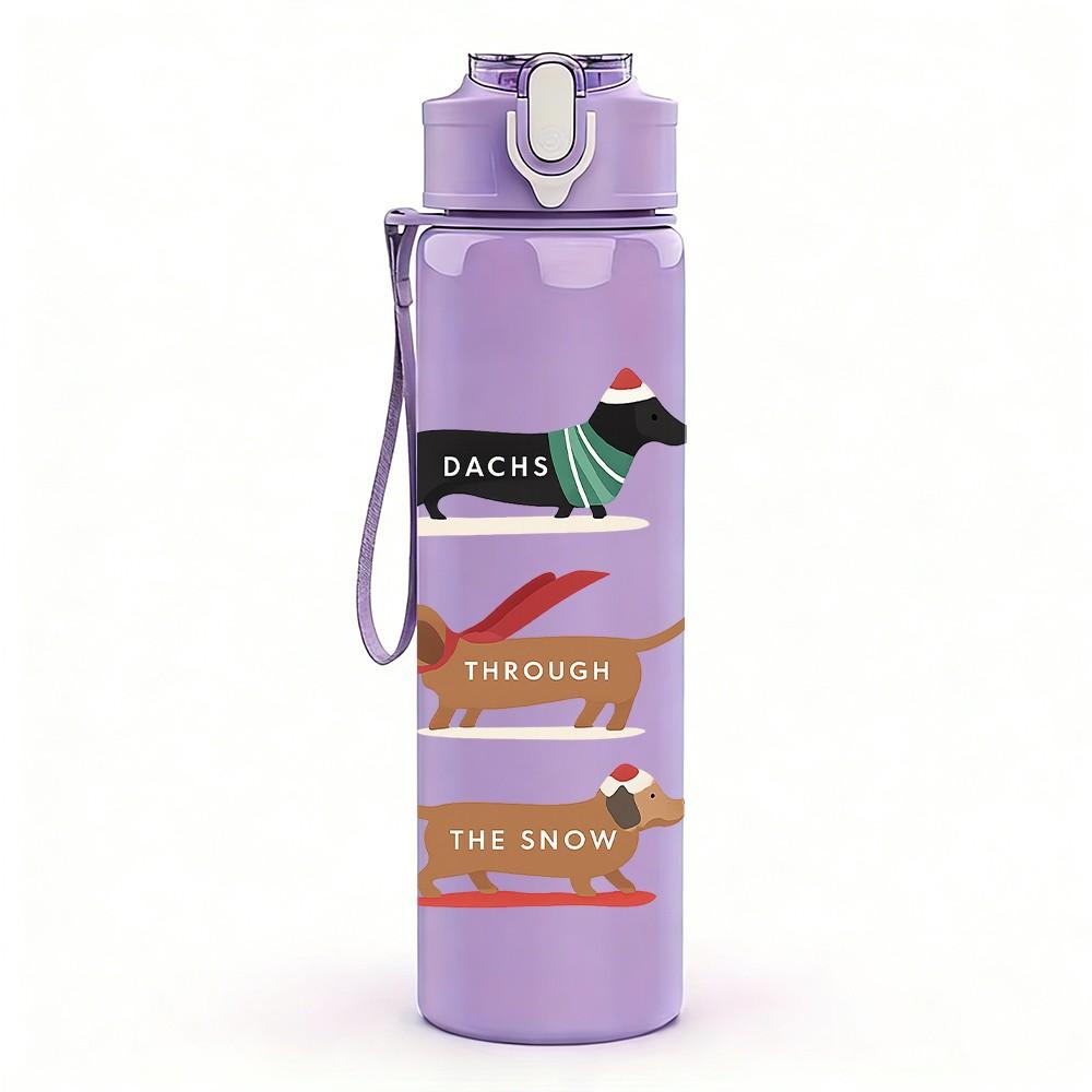 1PC Two Dachshund Dog Line Art 750ml Color Plastic Sports Water Bottle Leakproof Flip Straw Lid Suitable for Sports Office Home Use