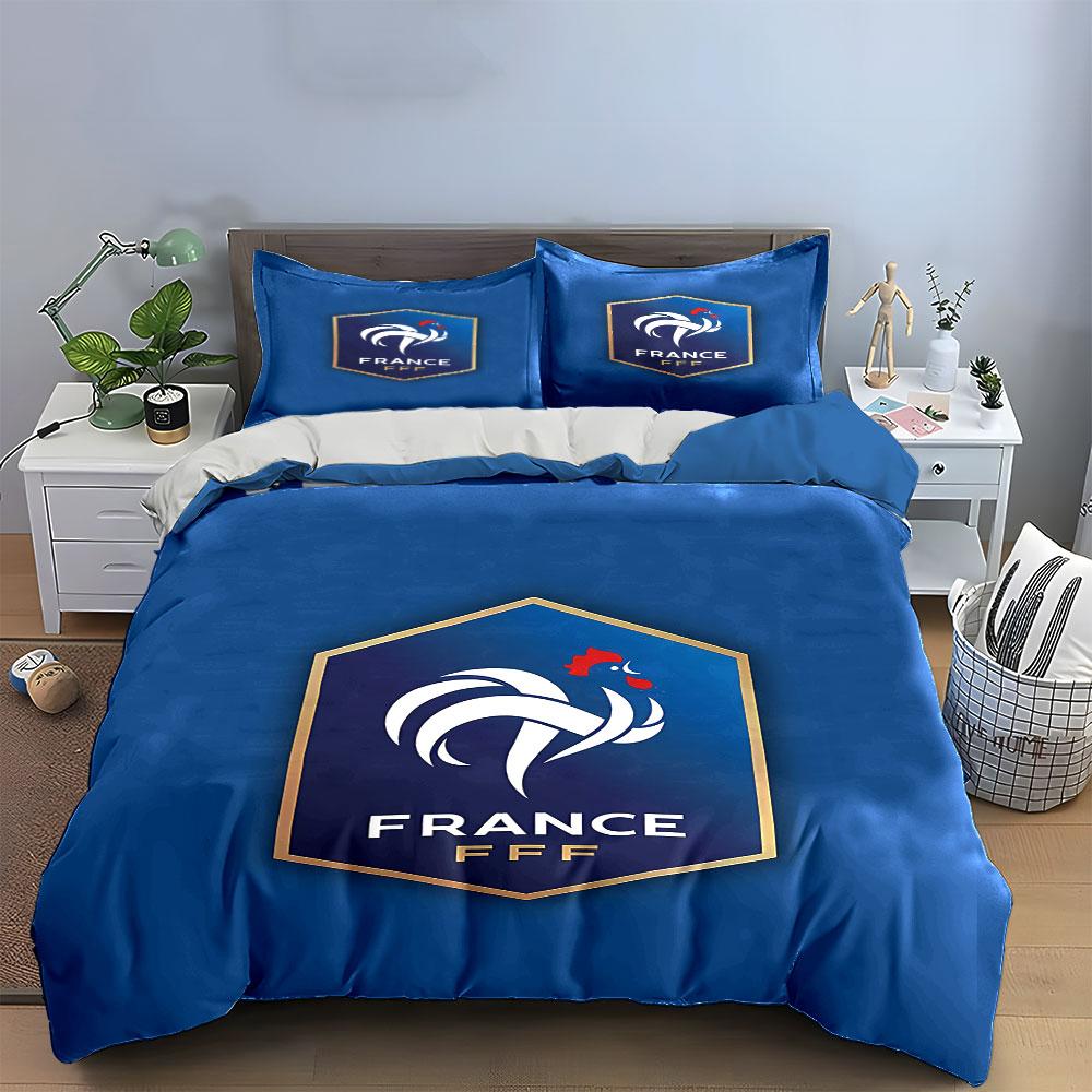 Blue France FFF Emblem Bedding Bedding Duvet Cover Set Duvet Cover Pillowcases (1 * Duvet Cover 2 * Pillowcases, without duvet insert)