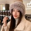 Плюшевая шапка женская осенне-зимняя новая шапка из кроличьего меха теплая большой окружности головы показывающая маленькое лицо пушистая шляпа-ведро
