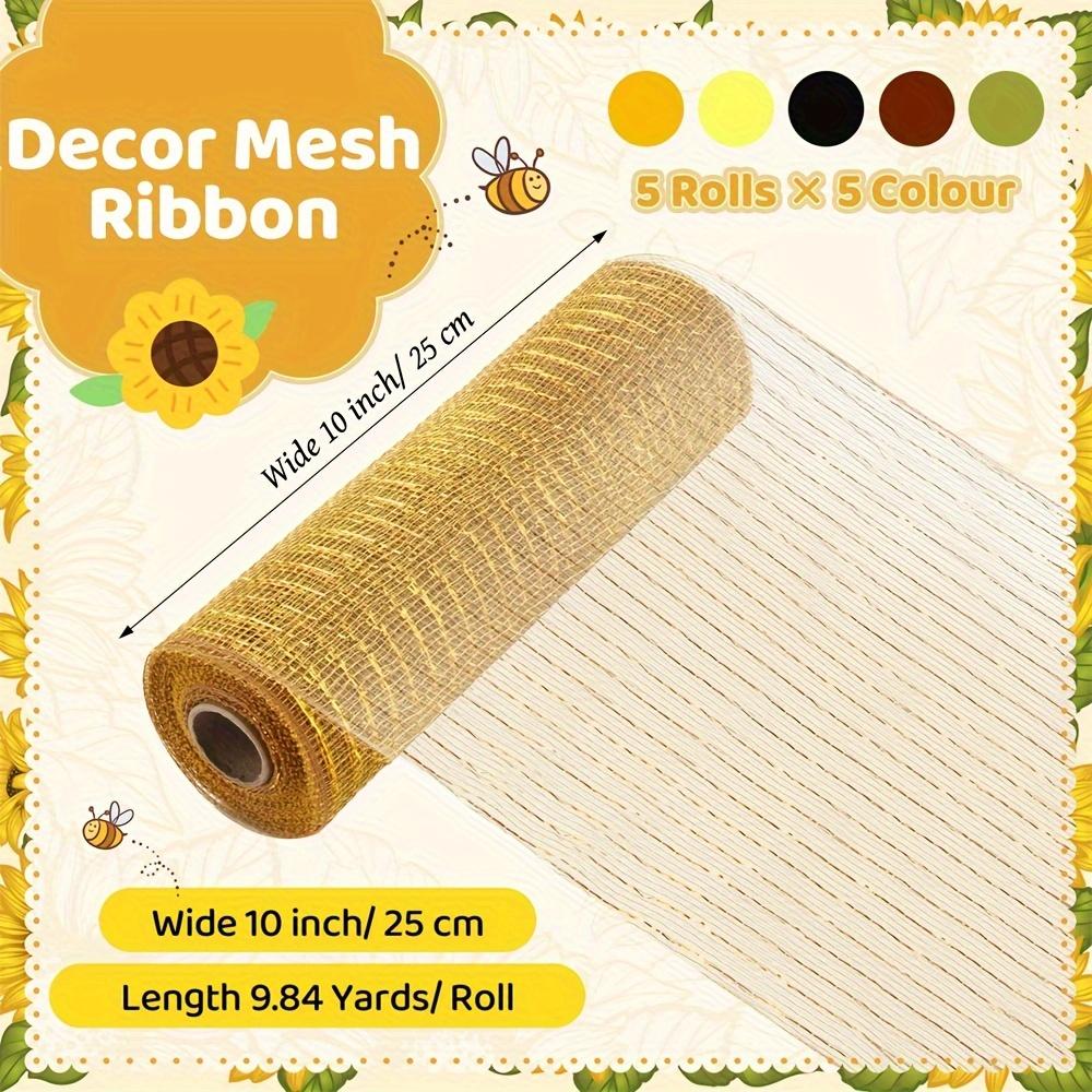 5pcs Deco Mesh 10 Inch X 30 Feet Decor Mesh Ribbon with Metallic Foil Deco Mesh Wreath Supplies Ribbon Mesh Roll