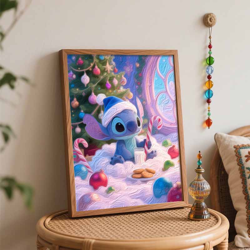 Disney Stitch Christmas candy cane cookies painting art handmade painting kit handmade home decoration birthday gift