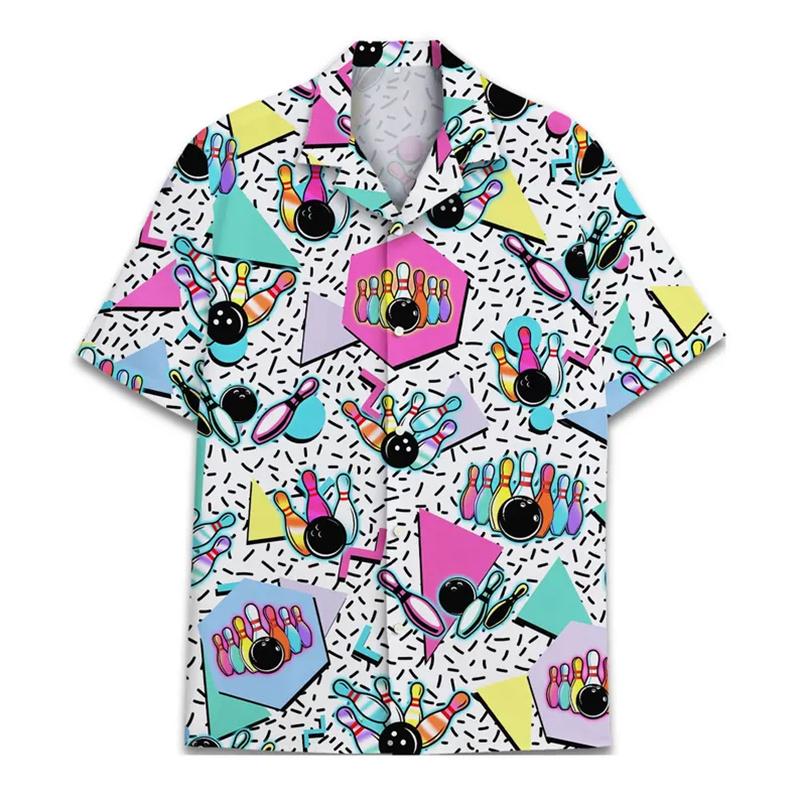 80s 90s Retro Rubber Duck Hawaii Shirt For Men Funny Memphis Style Print Loose Button Shirts Relaxed Street Novel Design Blouse