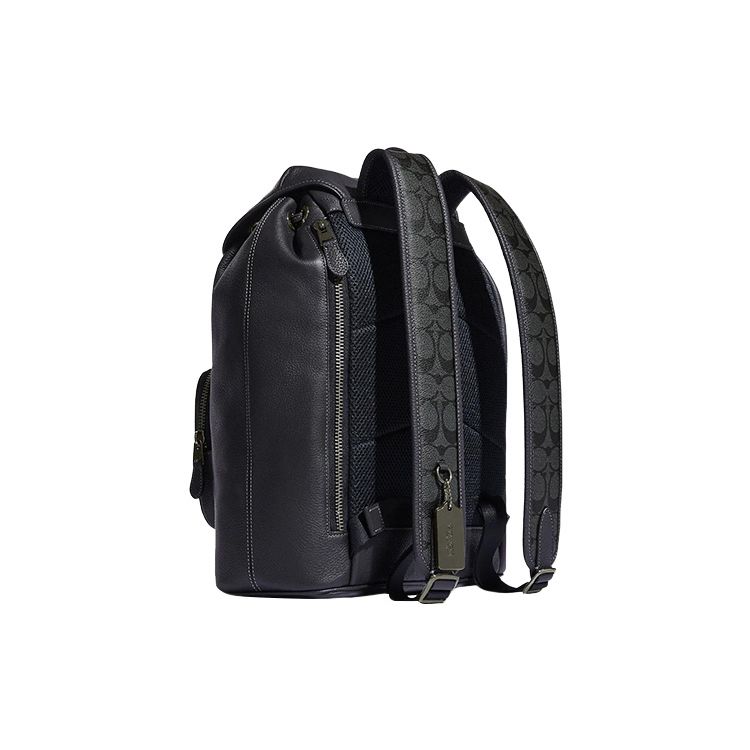Coach Sullivan 30 Adjustable Shoulder Strap Coated Canvas Pebble Leather Backpack Men Backpack Black C9864-QBO3I