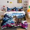 "Nature Cat Scenic Decor Set" Bedding Set with 1 Duvet Cover 2 Pillowcases Single Double King Queen, Gift