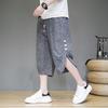 Мужские модные укороченные брюки широкого кроя - Приталенный крой, Китайский стиль, Повседневная летняя мода