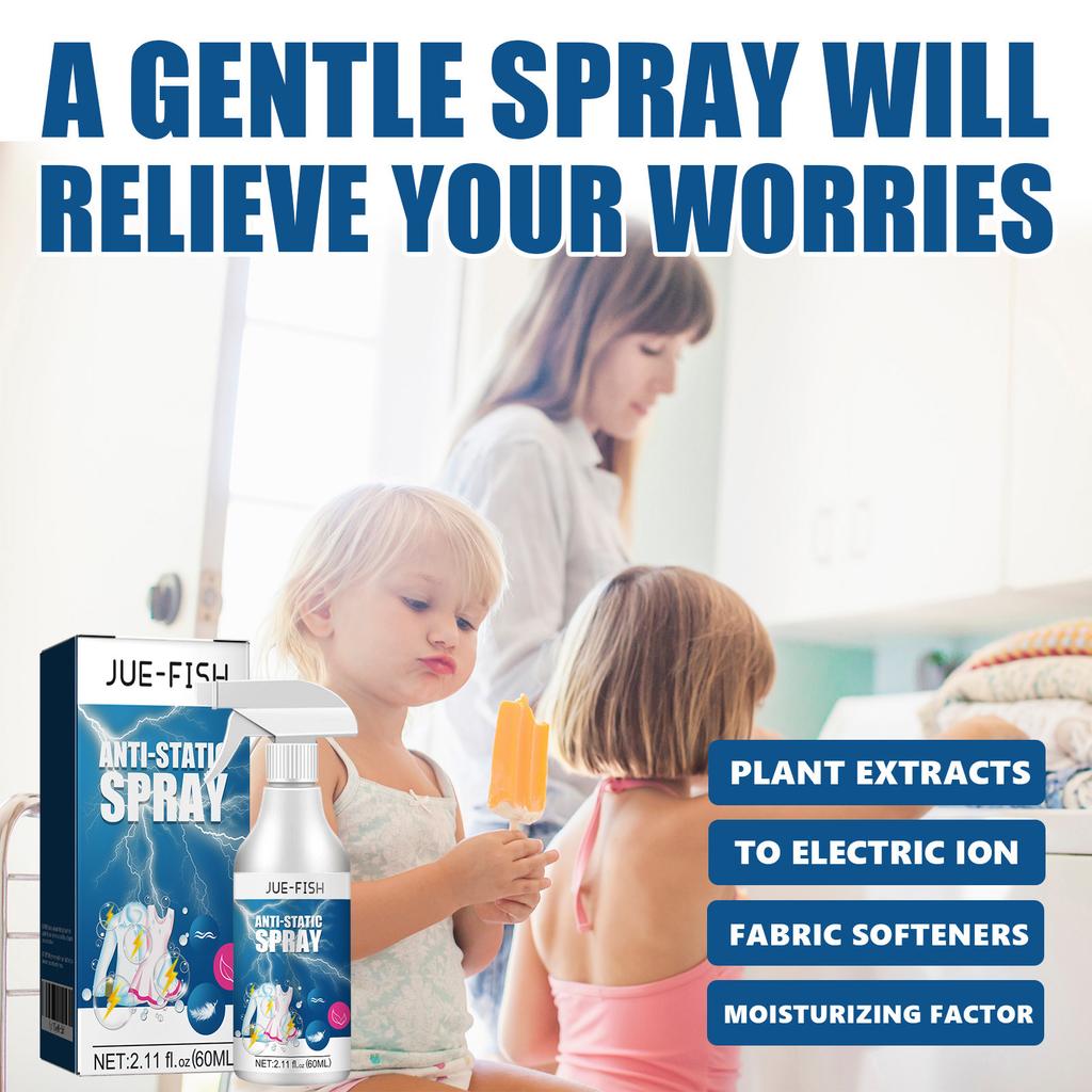 Fabric Anti-Static Spray Effectively Remove Wrinkle Dust Smoothing Cloth Eliminate Static Electricity Clothing Static Eliminator