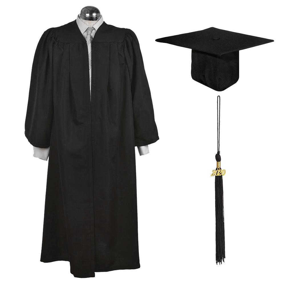 Grad University Graduation Gown Set 2023 Happy Graduation Mortarboard Hat Bling Removable Tassel