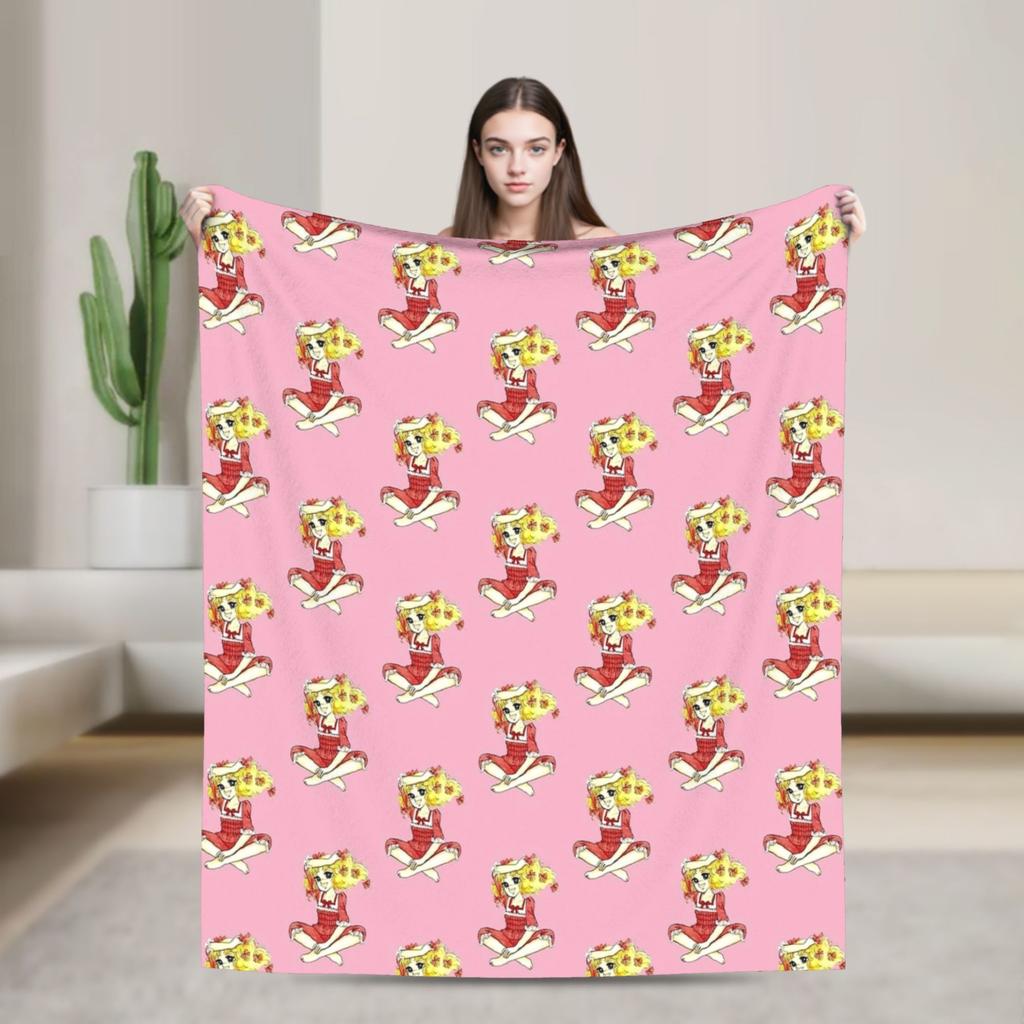 Candy Candy And Terry Anime Blanket Warm Soft Funny Plush Bedding Throws For Couch Bed Travel Flannel Bedspread Bed Cover