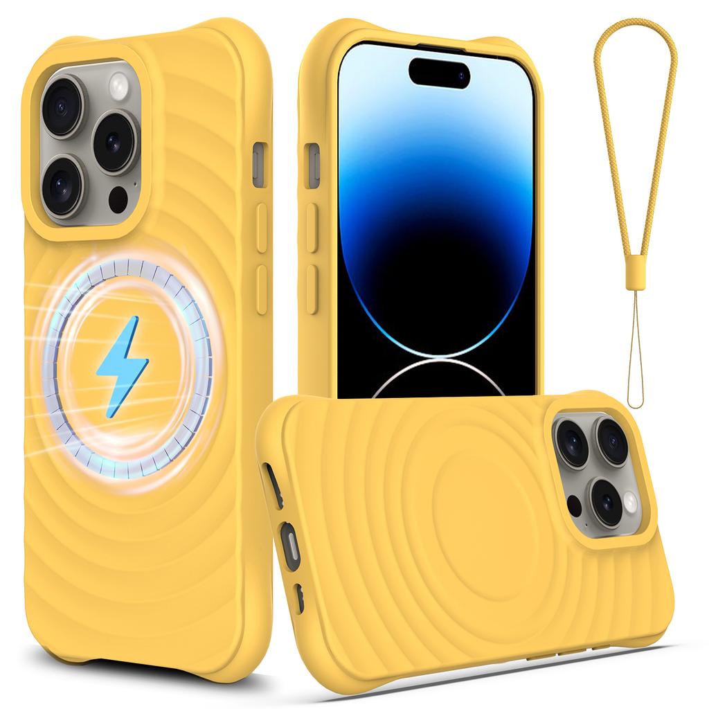 For iPhone 14 Pro Case Water Ripple Texture Liquid Silicone Slim Phone Shell Compatible with MagSafe